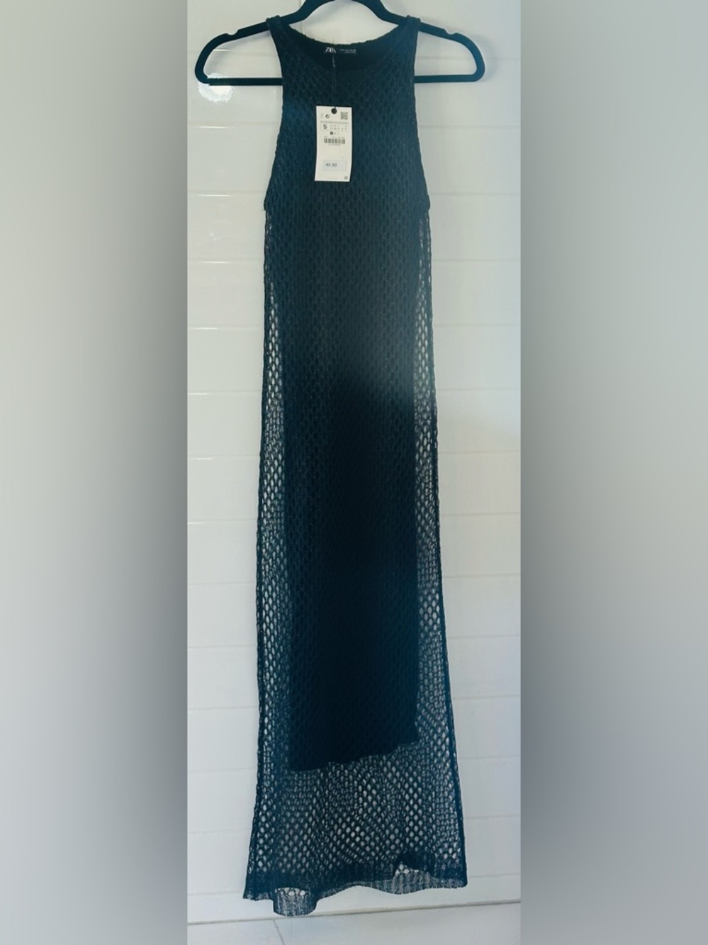Zara Black EdgyTankCrochet Net Maxi Dress - Picture 9 of 9